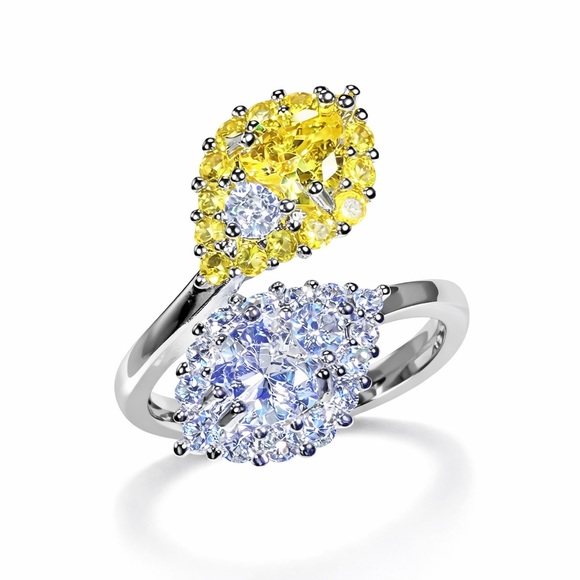 Jewelry - 925 Silver Yellow Diamond Twist Ring